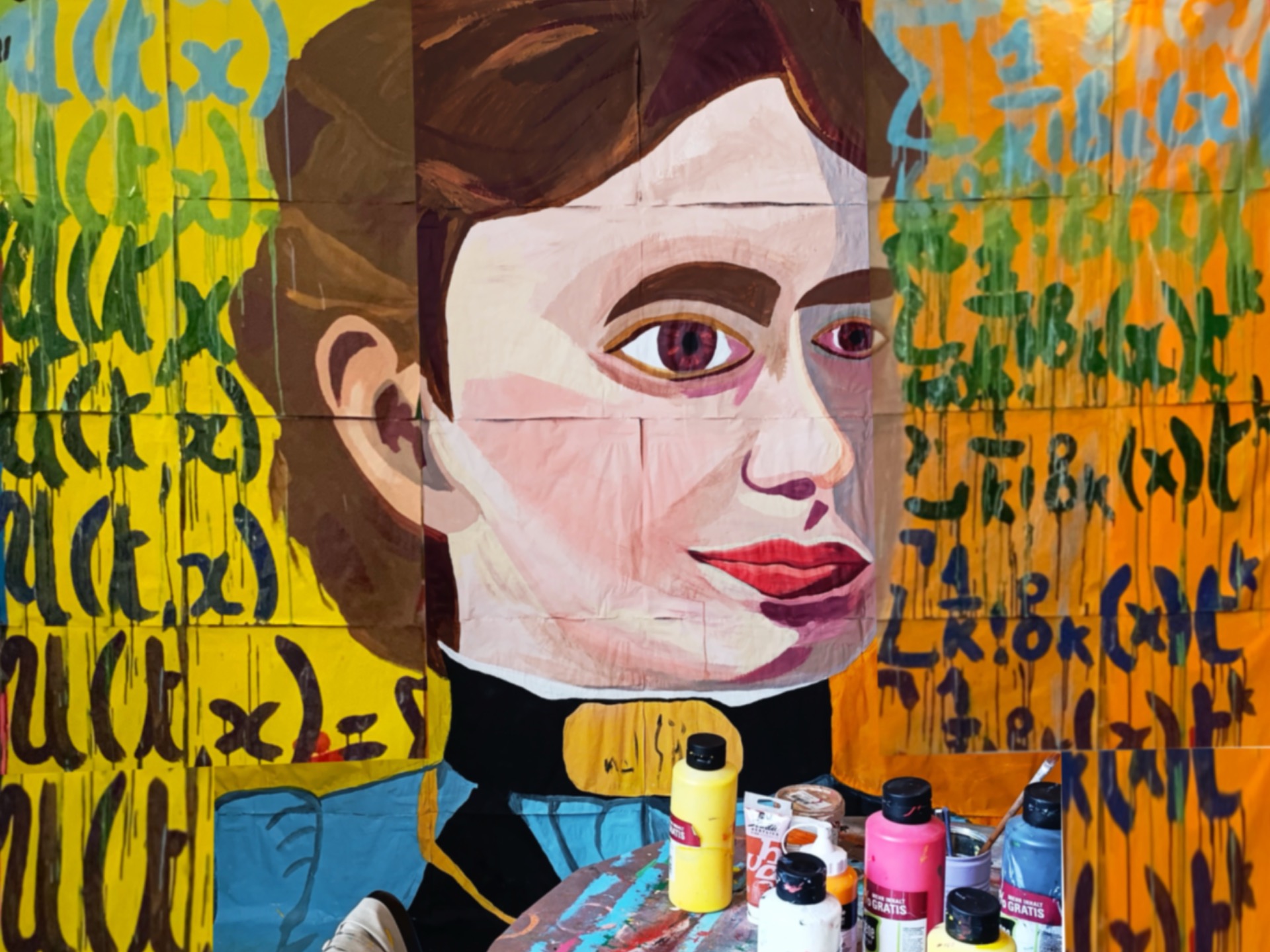 Fresque sur la mathématicienne Sofia Kovaleskaïa par Mathilde Guégan